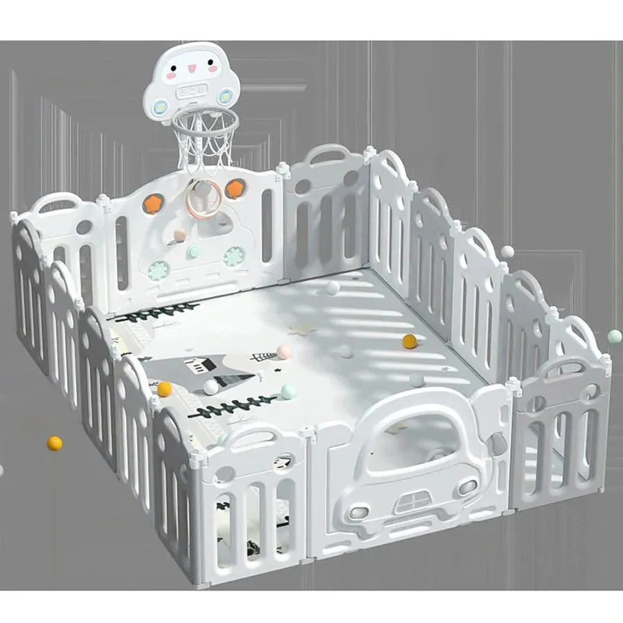 Little Angel Kids Playpen - 160 x 126 x 62cm (White/Grey)
