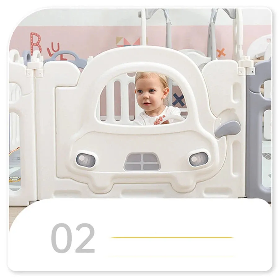 Little Angel Kids Playpen - 160 x 126 x 62cm (White/Grey)