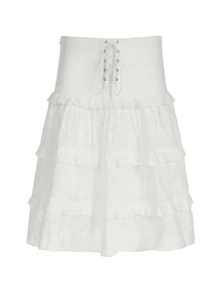 Low Waist Lace Up Cutout Midi Skirt