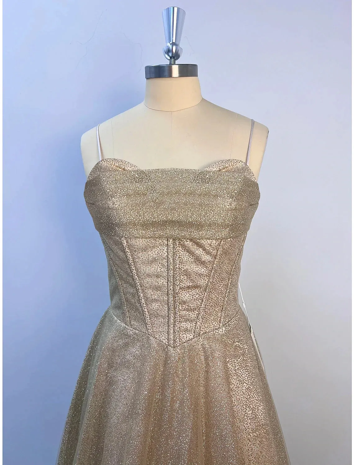 Luolandi A-Line Evening Gown Corsets Dress Summer Floor Length Sleeveless Cowl Neck Tulle