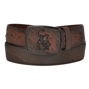 Mens Brown Ostrich Belt