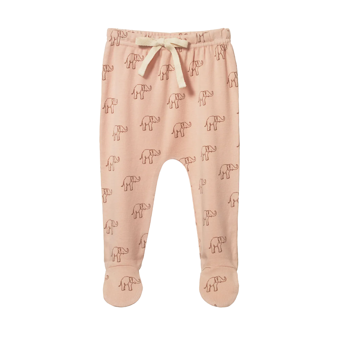 Nature Baby Footed Rompers - Elephant Rose Dust Print