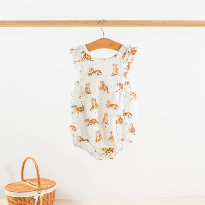 Nola Tawk Tigers Organic Muslin Bubble Romper