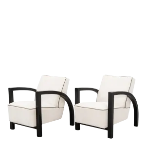 Pair 1930s : Art Deco black lacquered lounge chairs