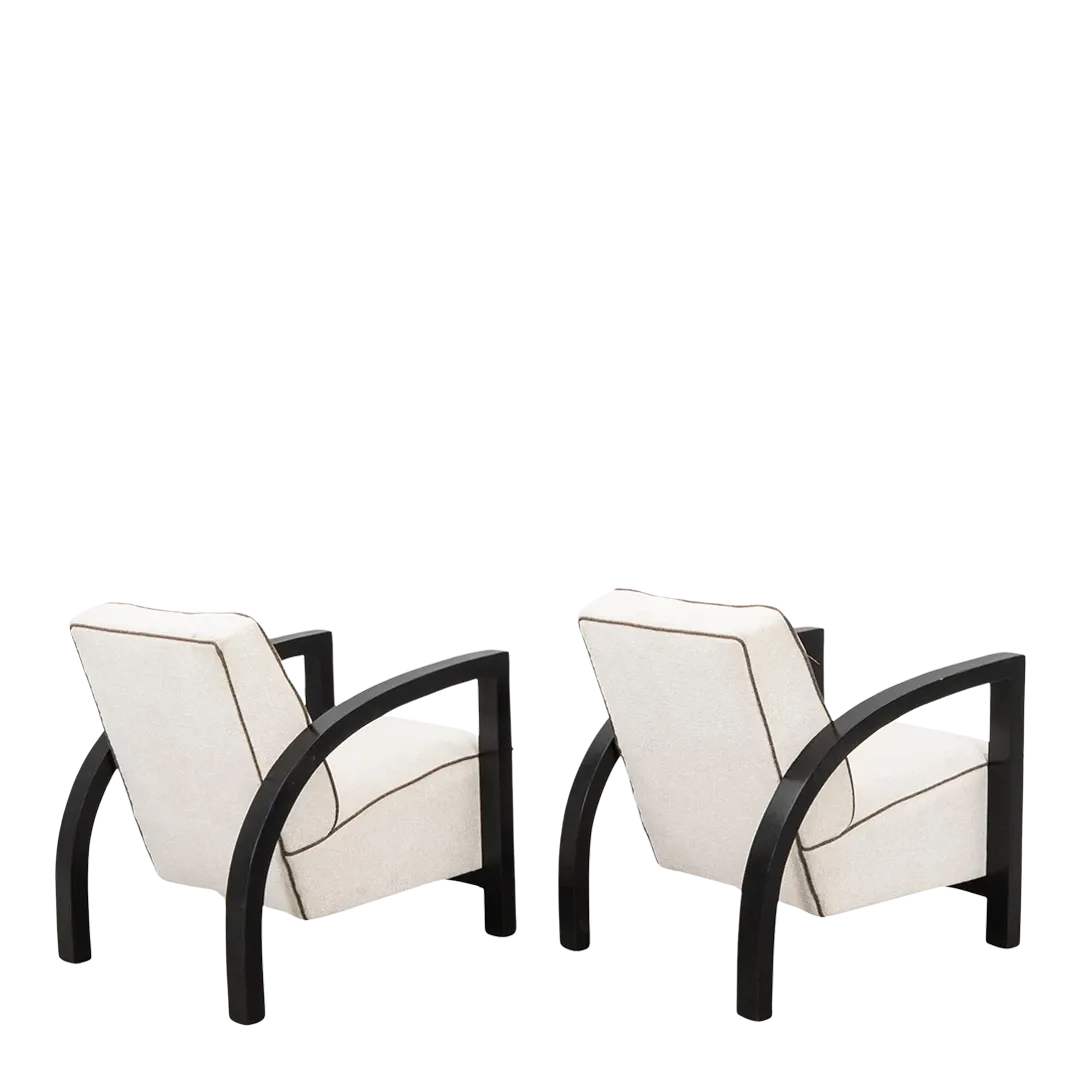 Pair 1930s : Art Deco black lacquered lounge chairs