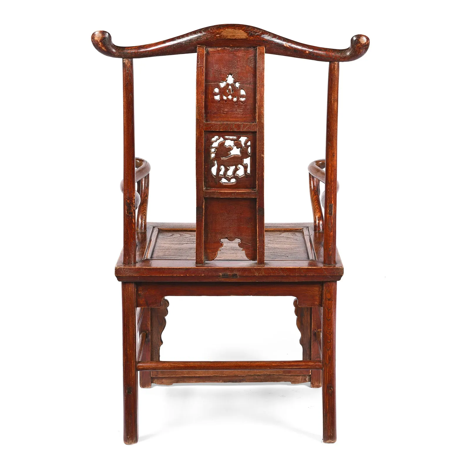 Pair of Carved Officials Hat Chairs From Shanxi - Late 19th Century