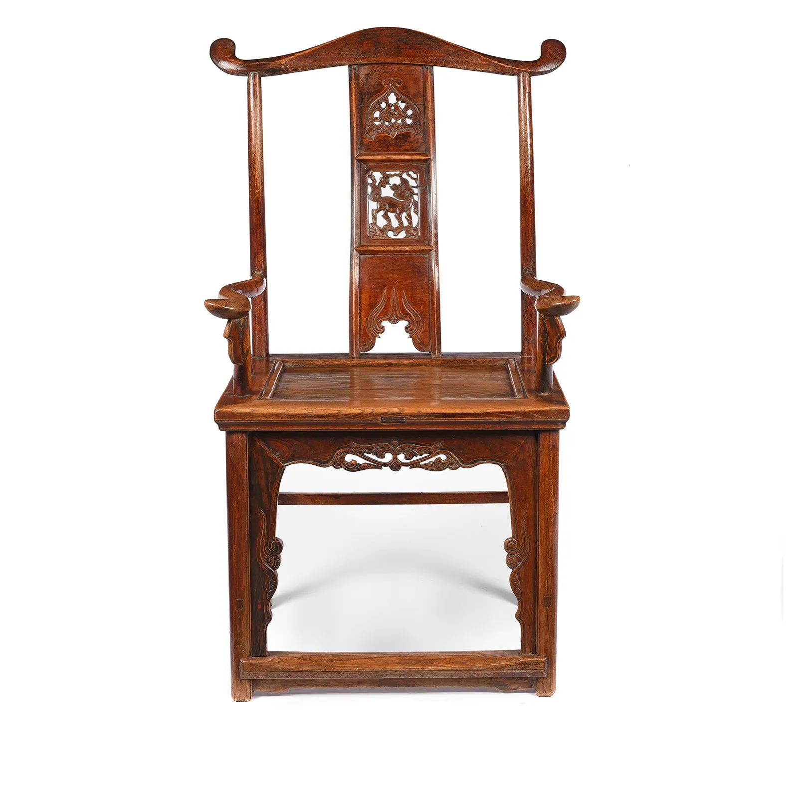 Pair of Carved Officials Hat Chairs From Shanxi - Late 19th Century