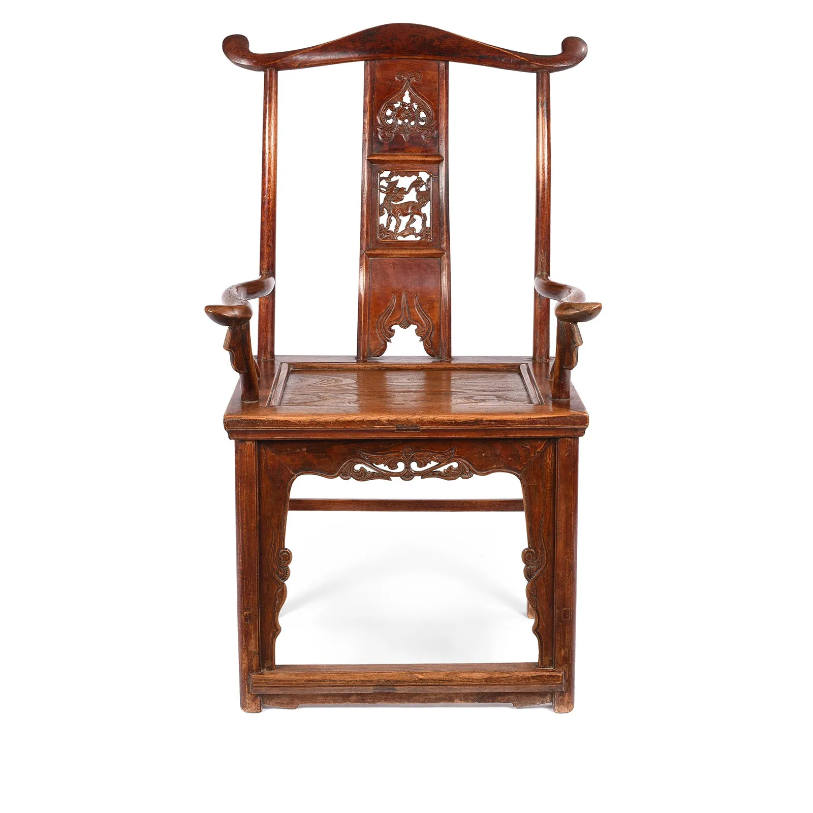 Pair of Carved Officials Hat Chairs From Shanxi - Late 19th Century
