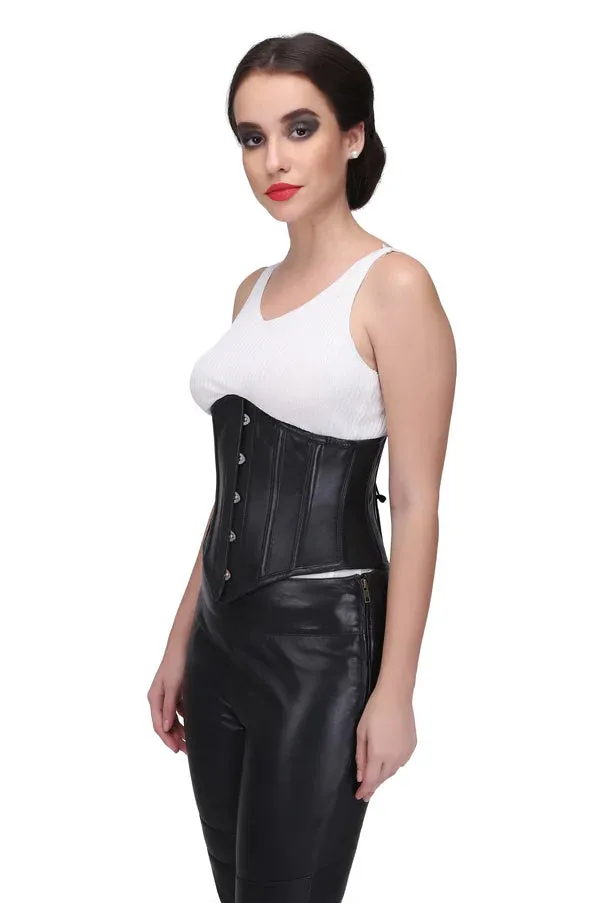 Peak Perfection Underbust Corset in Black Leather