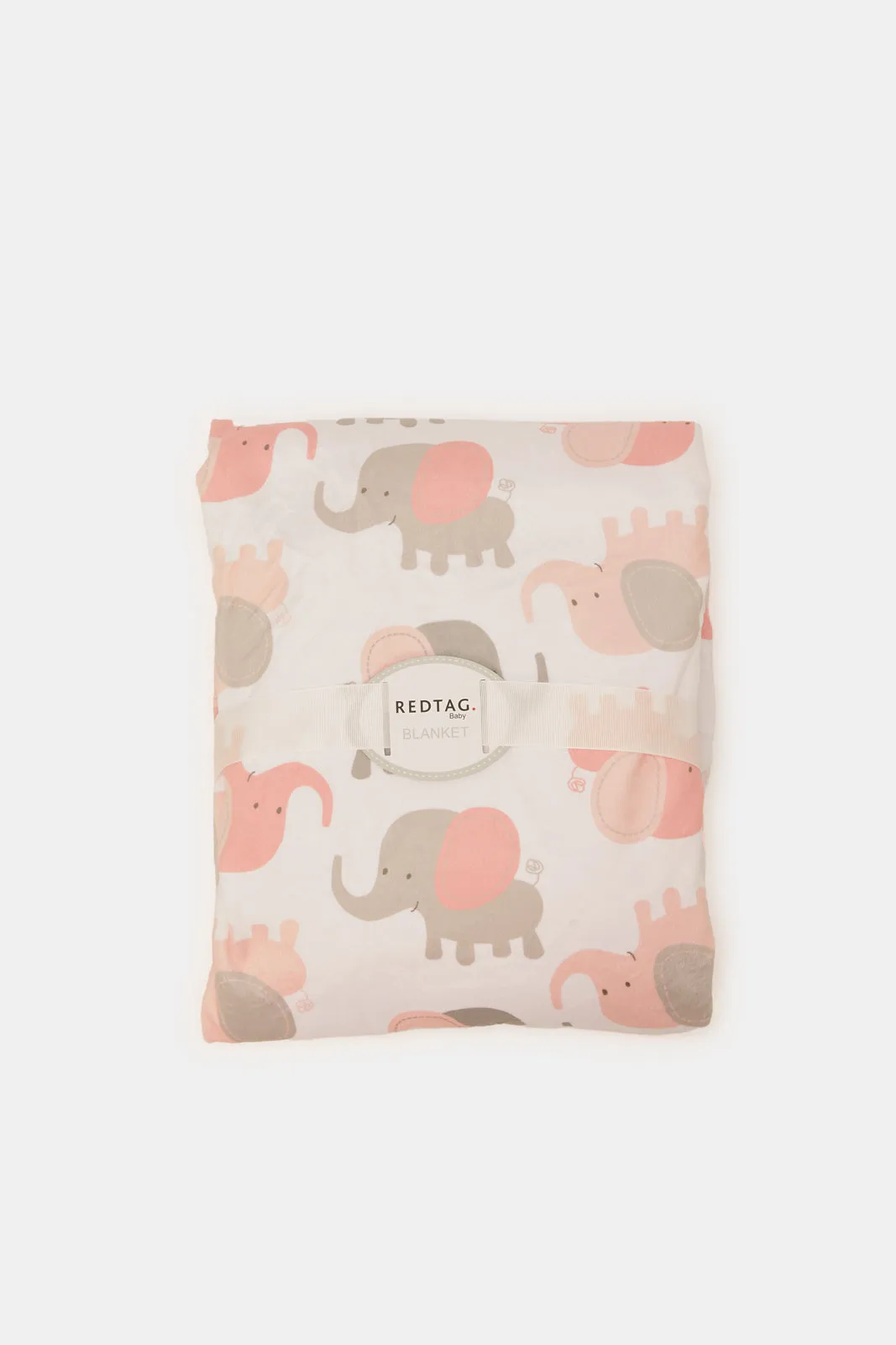 Pink Allover Elephant Print Fleece Sherpa Blanket