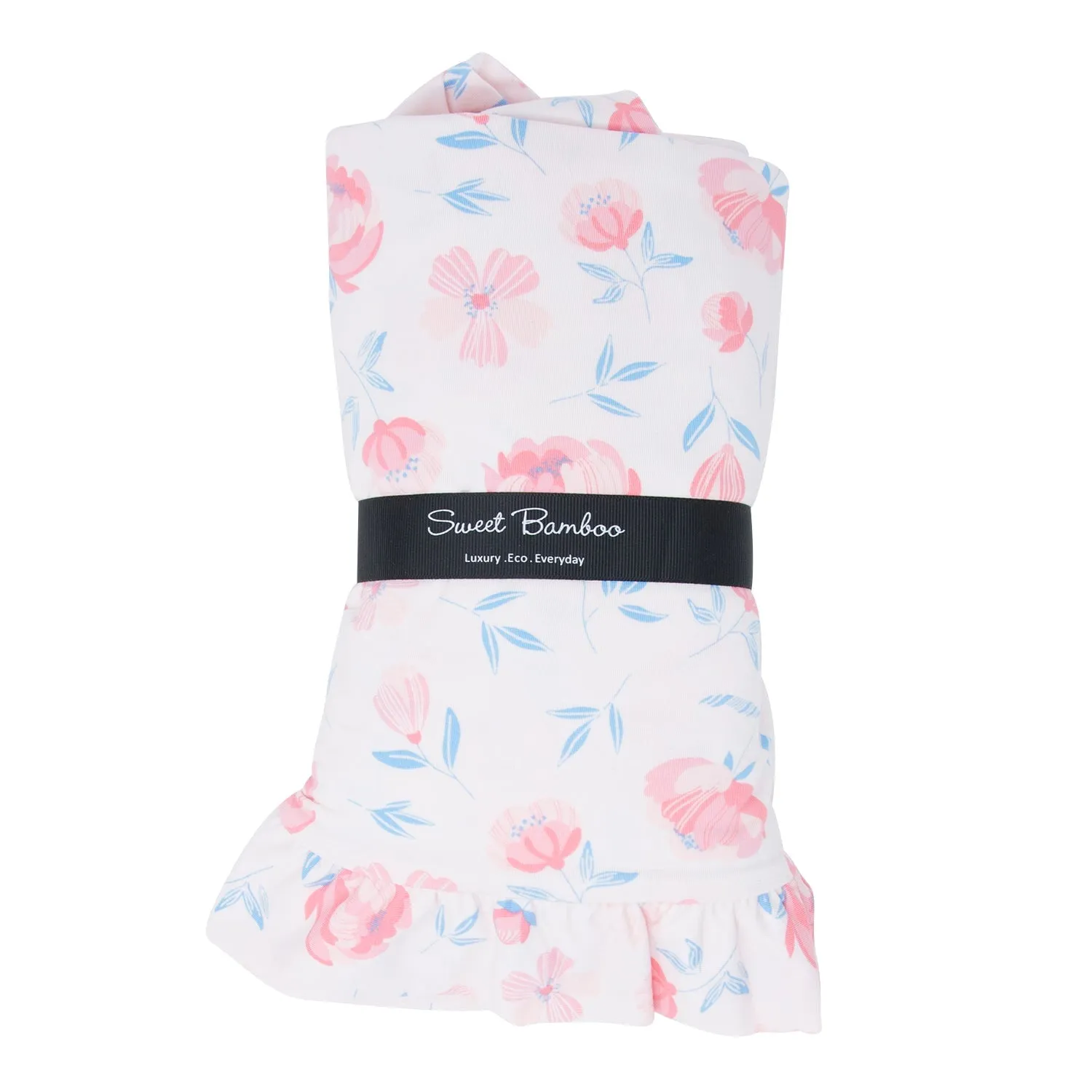 Pink Floral Ruffle Blanket