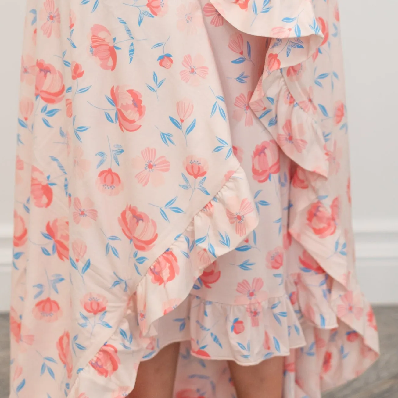 Pink Floral Ruffle Blanket