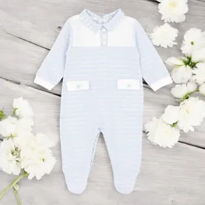 "Larry" Blue & White Stripe Sleepsuit