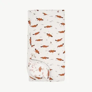 Red Caribou Babies Reversible Blanket