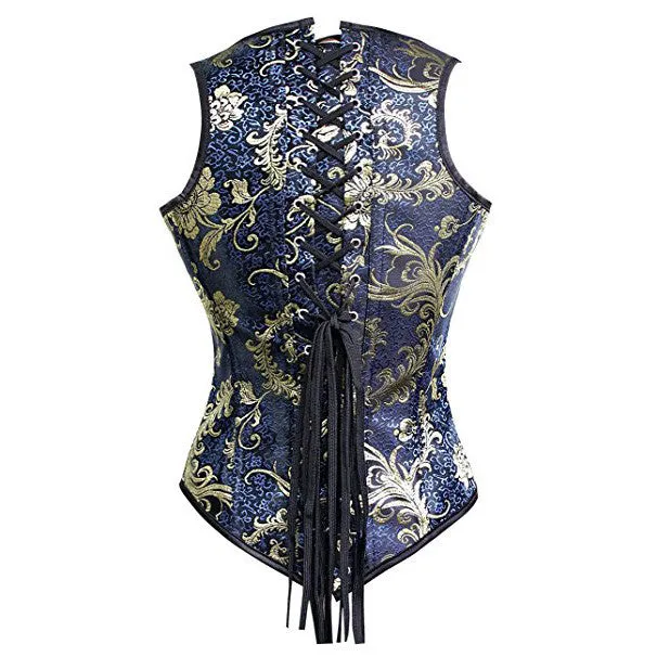 Renaissance Brocade Flower Cupless Waist Trainer Underbust Corset