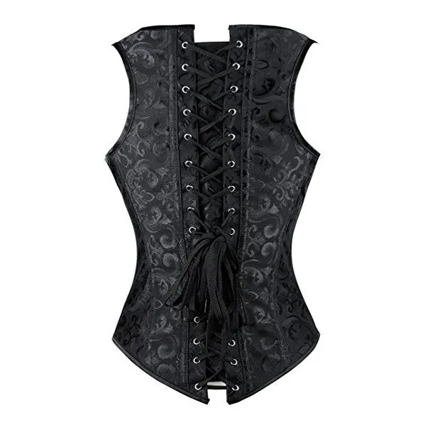Renaissance Brocade Flower Cupless Waist Trainer Underbust Corset