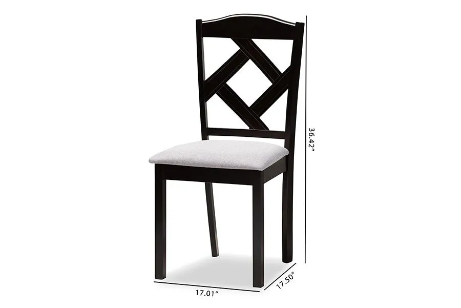 Ruth Grey Fabric Upholstered and Espresso Brown Finished Dining Chair - 2pcs