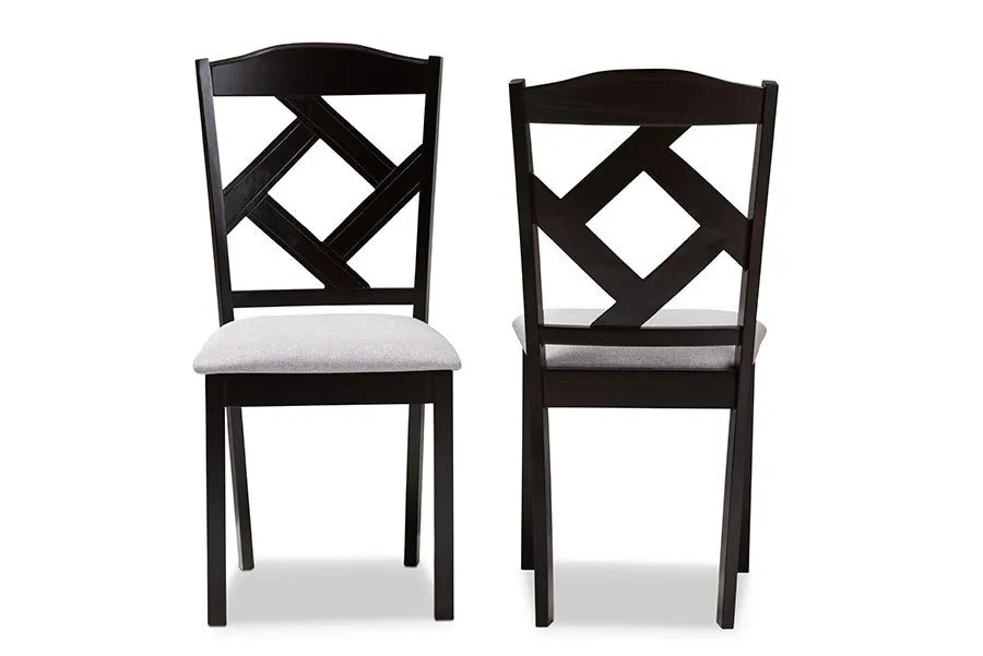 Ruth Grey Fabric Upholstered and Espresso Brown Finished Dining Chair - 2pcs