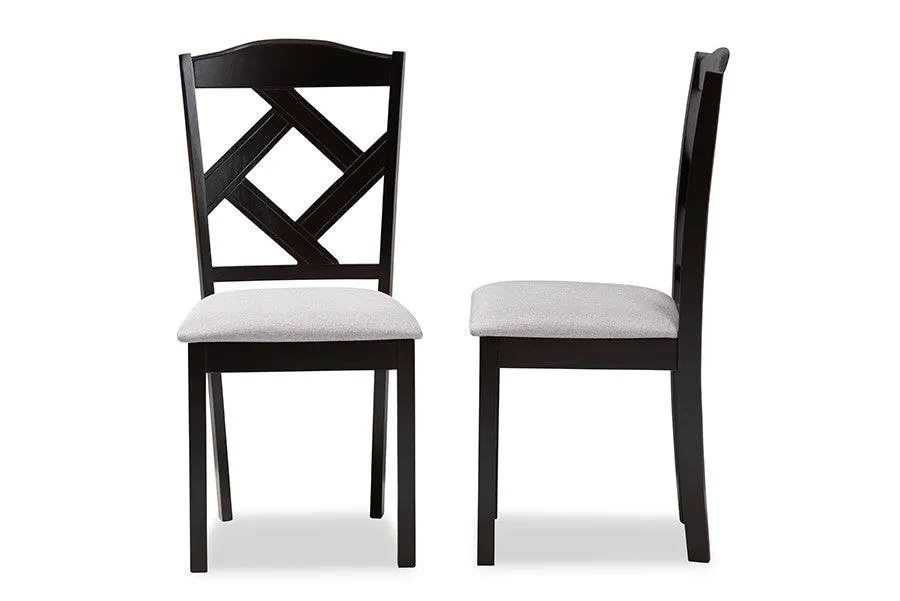 Ruth Grey Fabric Upholstered and Espresso Brown Finished Dining Chair - 2pcs