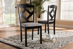 Ruth Grey Fabric Upholstered and Espresso Brown Finished Dining Chair - 2pcs