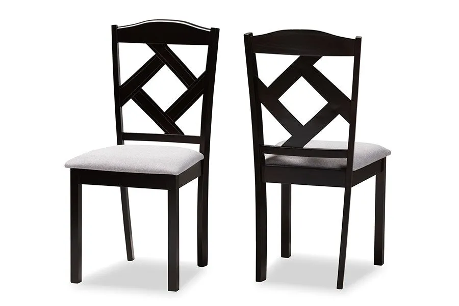 Ruth Grey Fabric Upholstered and Espresso Brown Finished Dining Chair - 2pcs