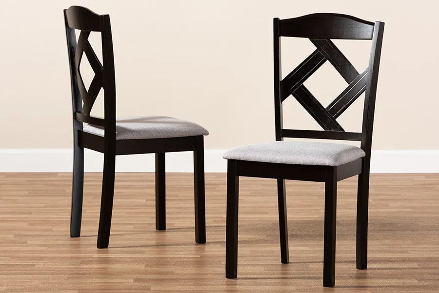 Ruth Grey Fabric Upholstered and Espresso Brown Finished Dining Chair - 2pcs