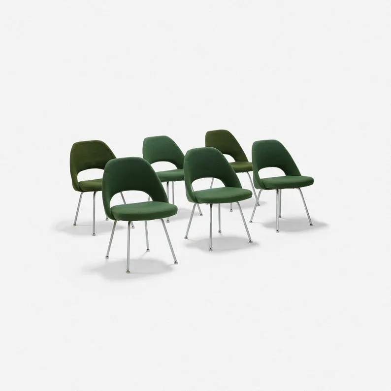 Set of six early upholstered executive chairs designed by Eero Saarinen for Knoll Associates