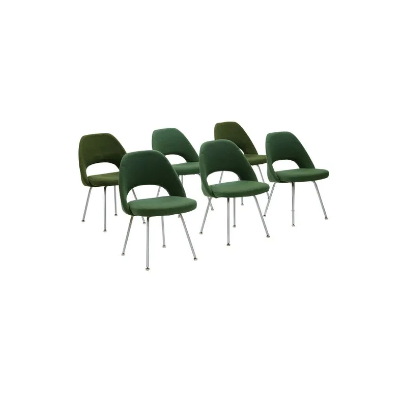 Set of six early upholstered executive chairs designed by Eero Saarinen for Knoll Associates