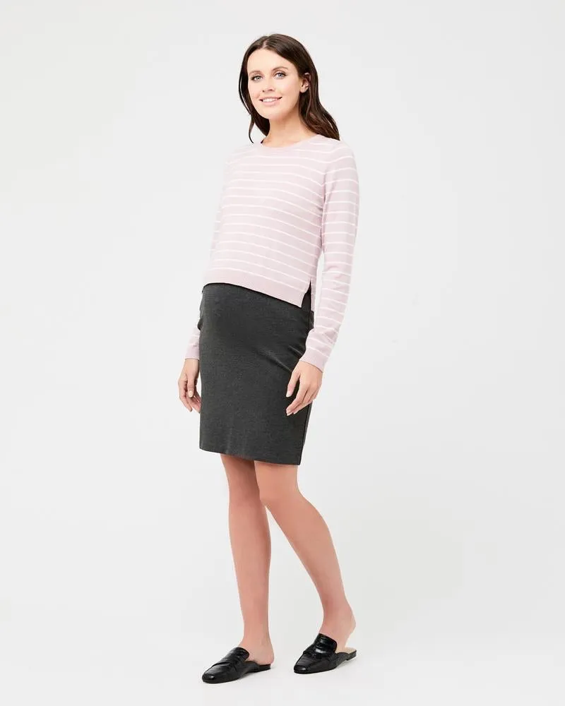 'Sia' Nursing Knit - Dusty Pink / White