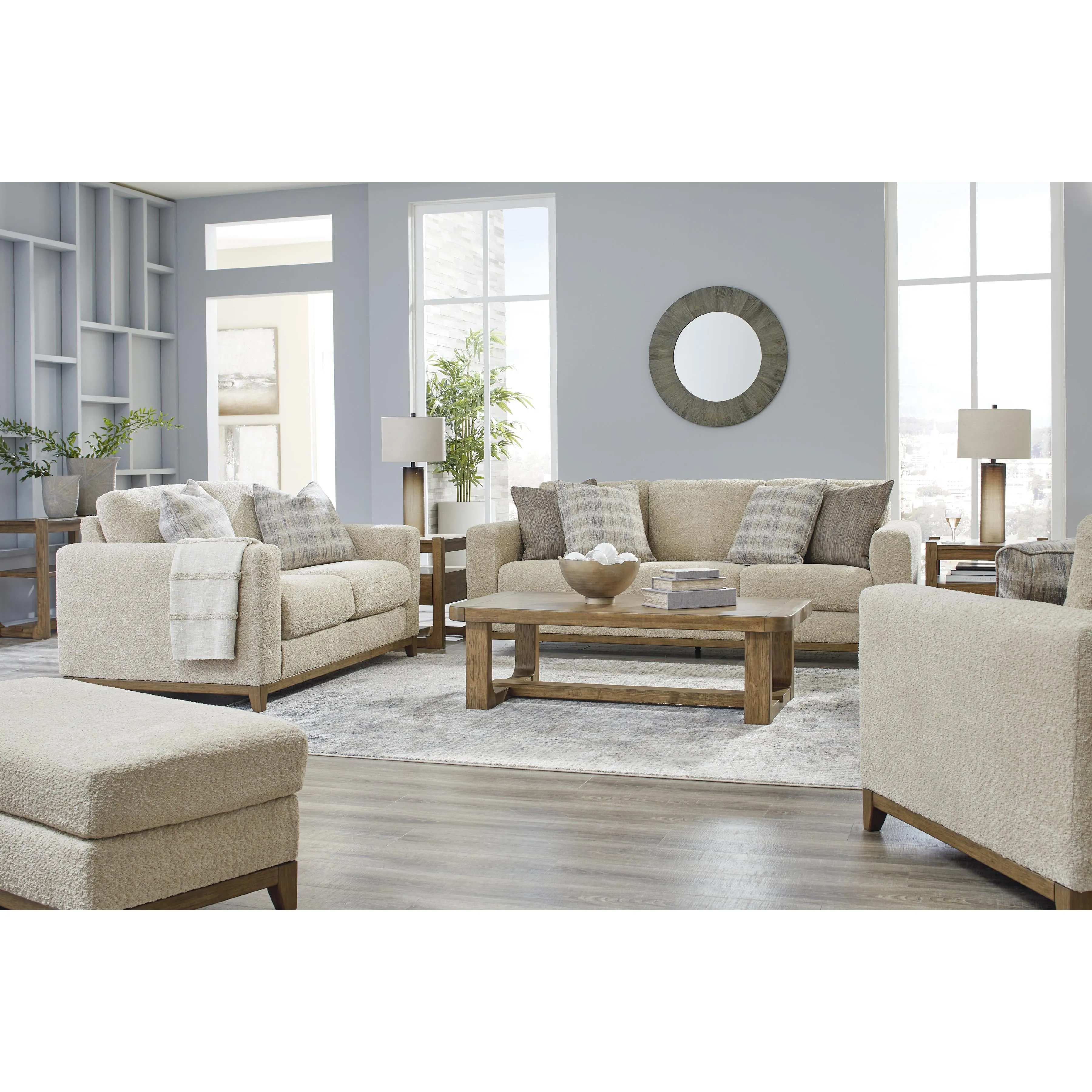 Signature Design by Ashley Parklynn Stationary Fabric Chair with Ottoman 4890214/4890223