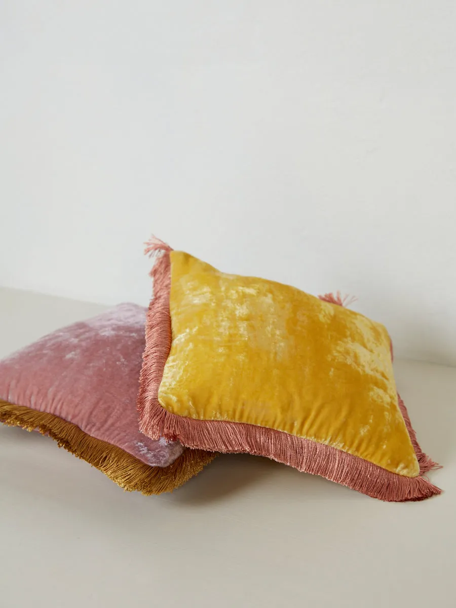 Square Cushion 27x27 - Vintage Plum with Gold Fringe