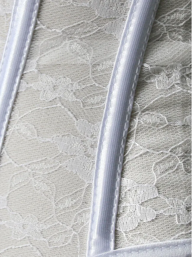 Strapless Lace Front Busk Closure Wedding Overbust Corset Bustiers