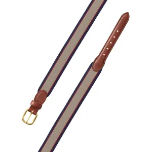Tan, Burgundy & Navy Grosgrain Ribbon Children's Belt