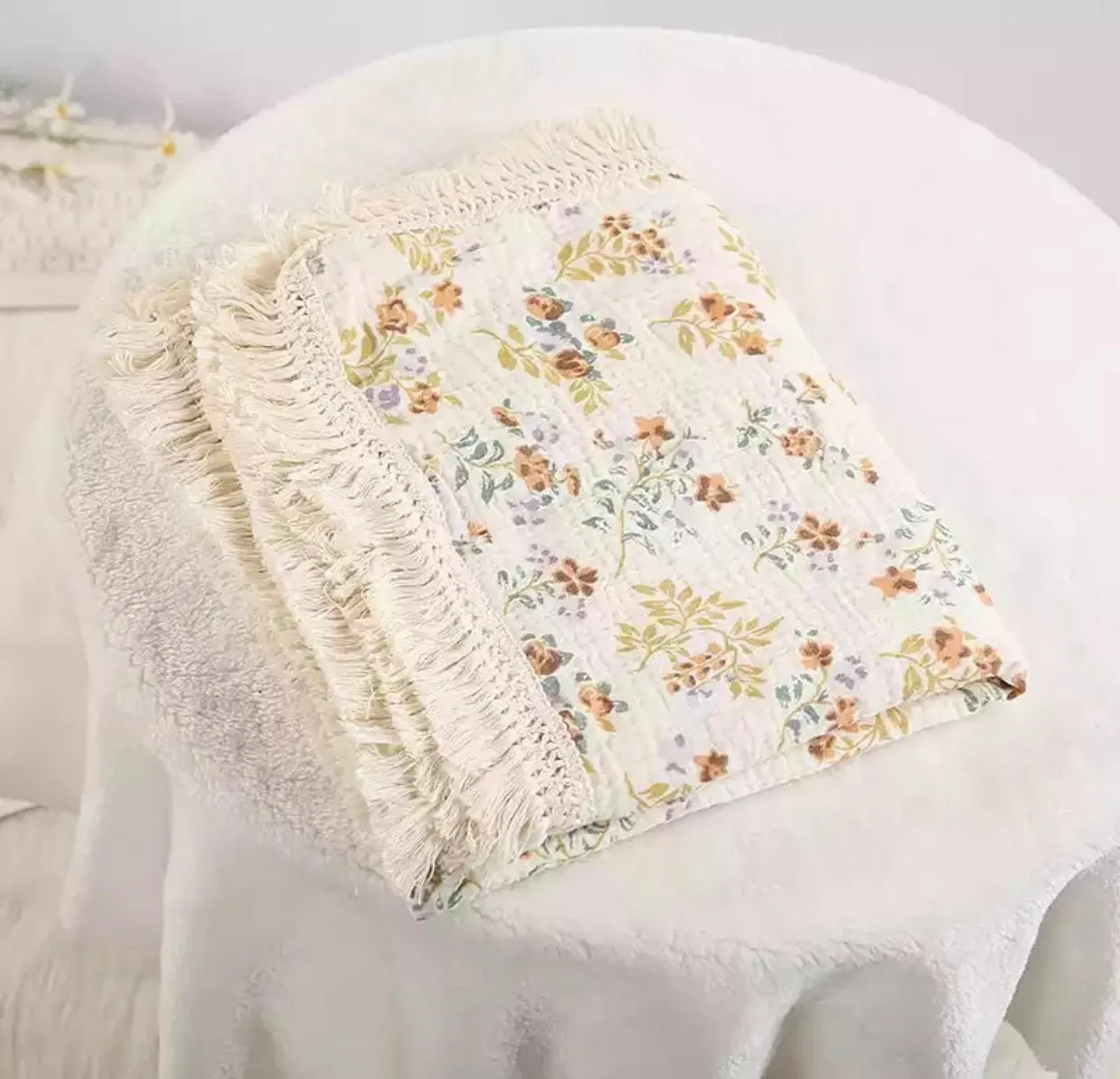 Tassel Swaddle - Floral Blue