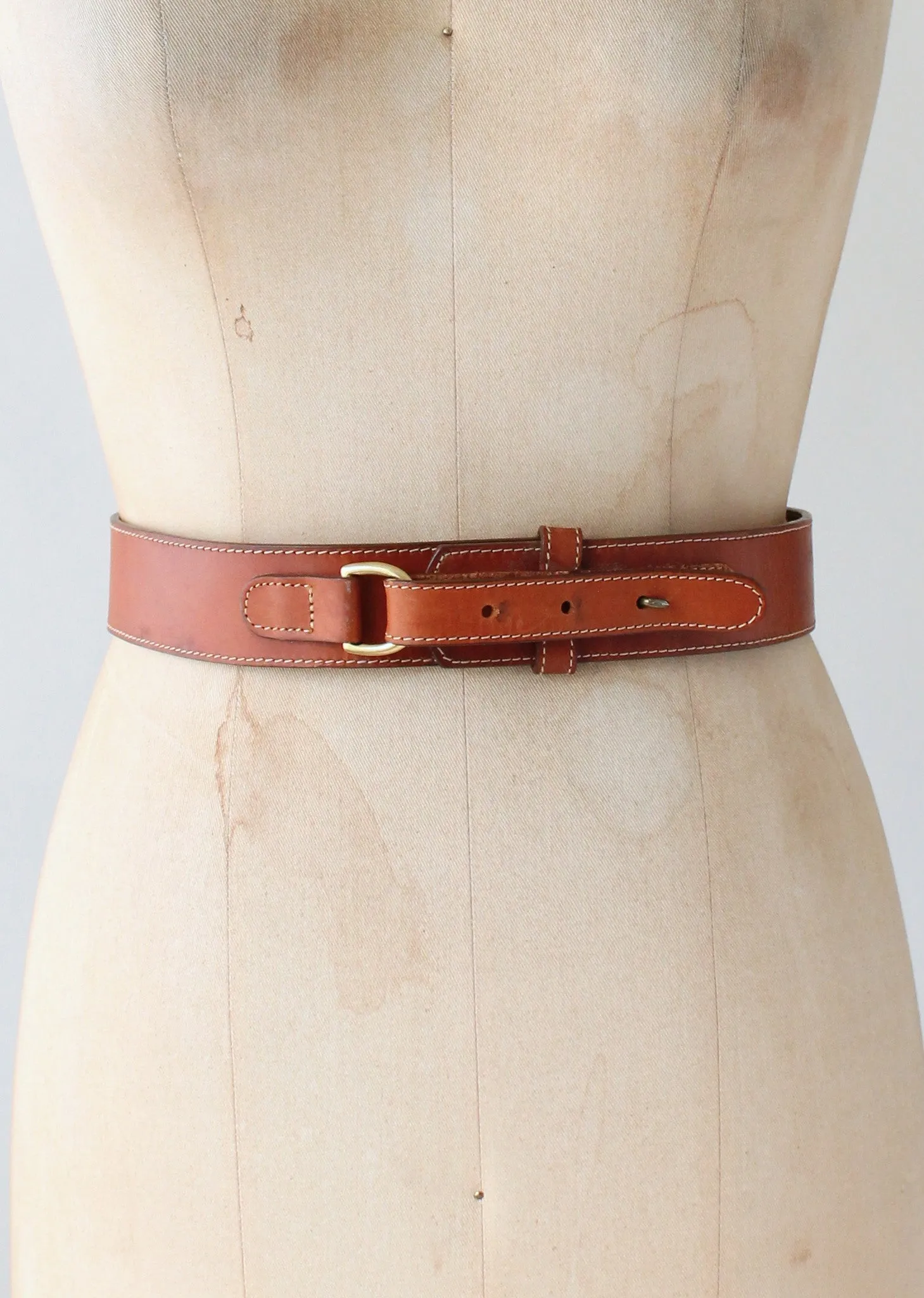 Vintage 1980s Brown Leather Fold Back Belt