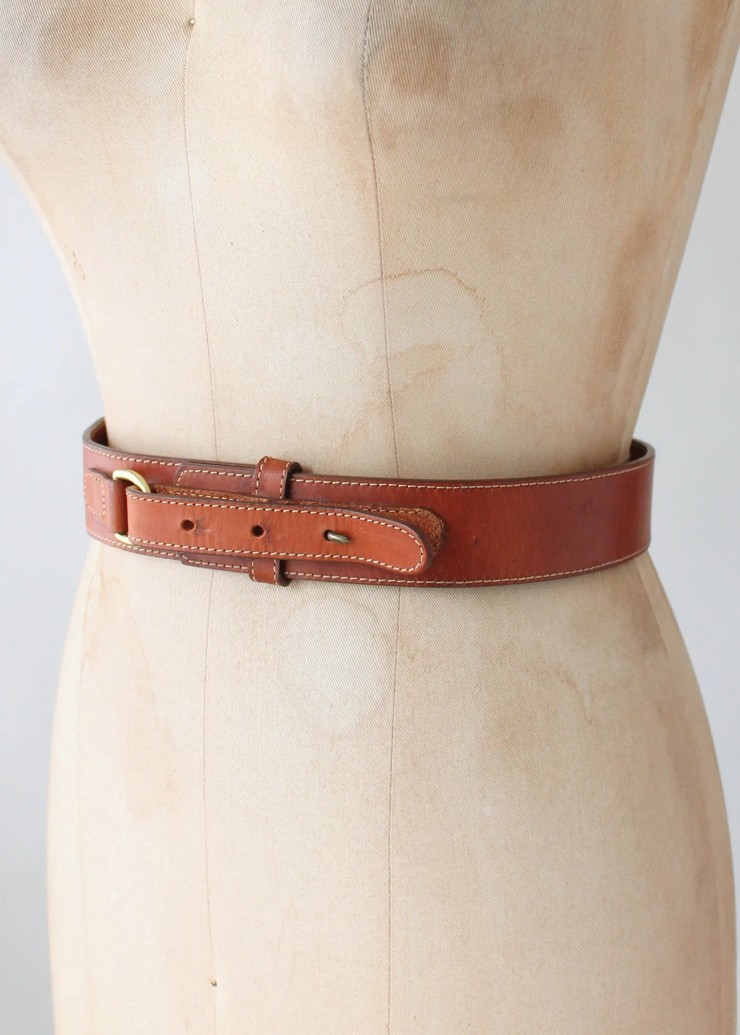 Vintage 1980s Brown Leather Fold Back Belt