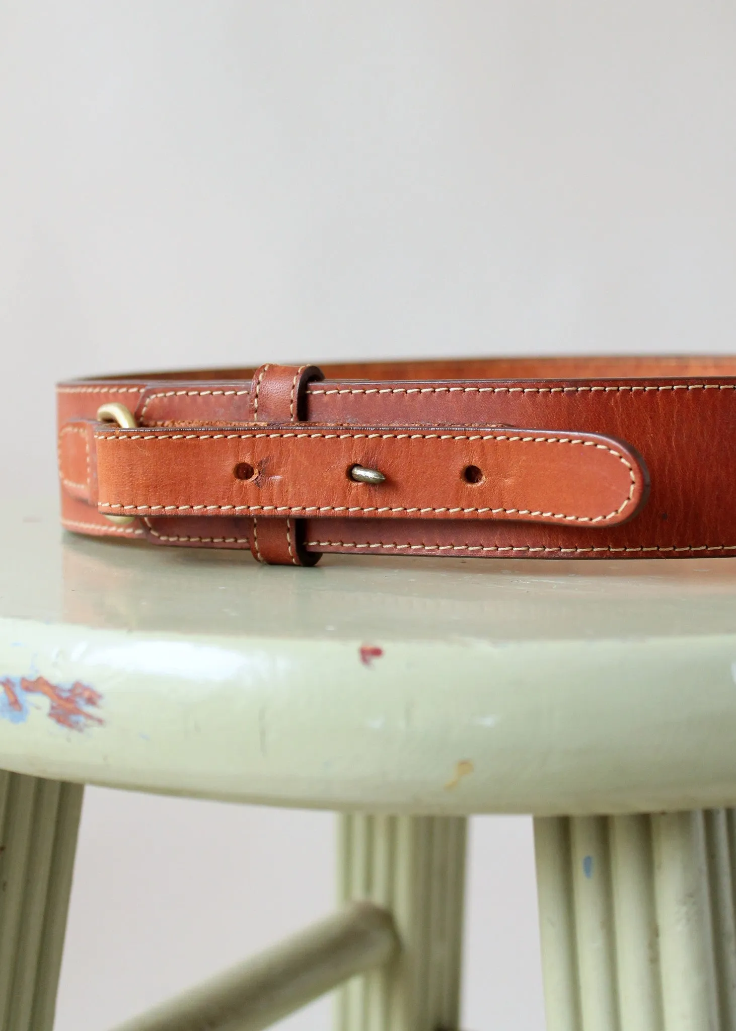 Vintage 1980s Brown Leather Fold Back Belt