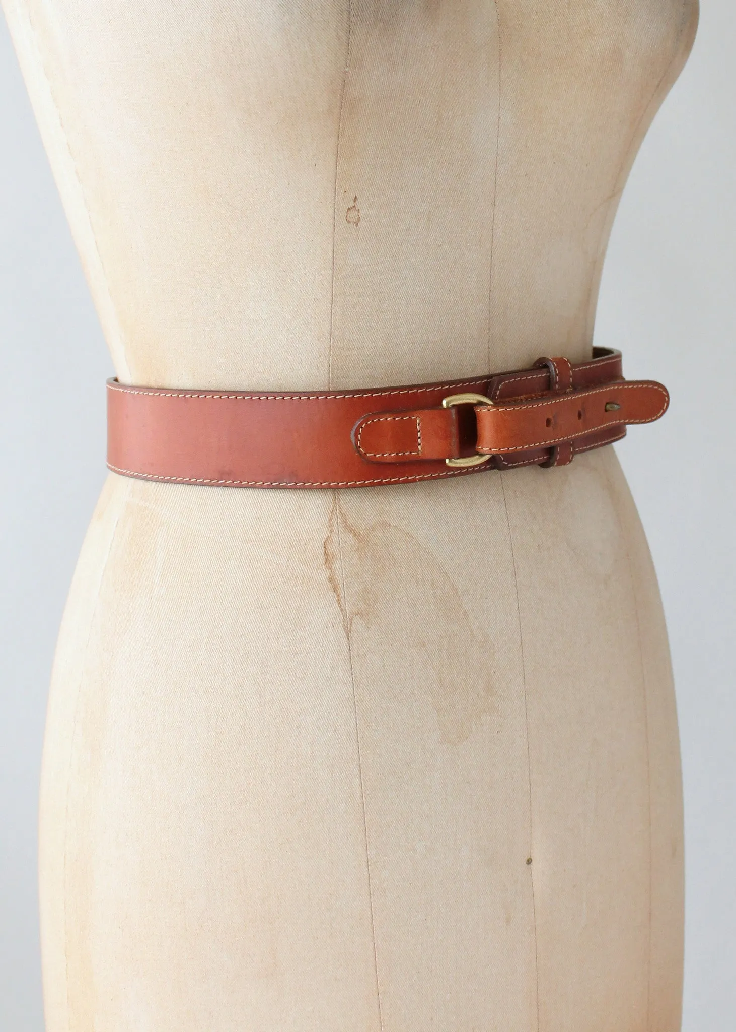 Vintage 1980s Brown Leather Fold Back Belt