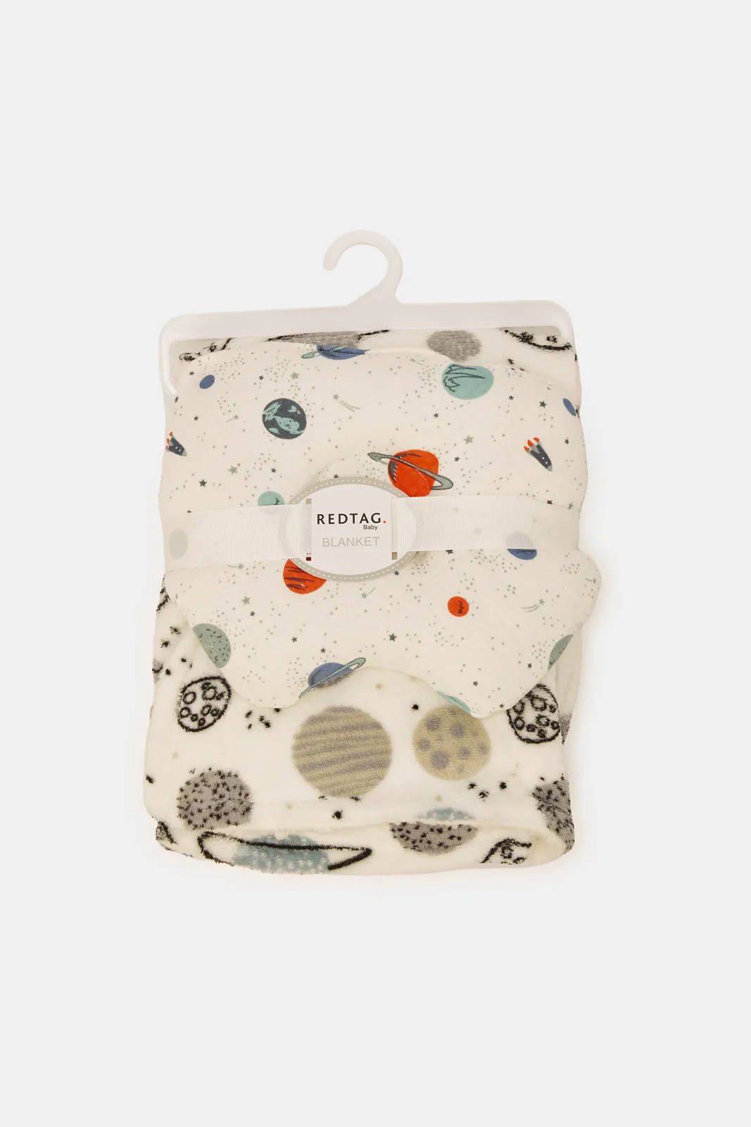 White Space Galaxy Allover Print Blanket With Pillow (2 Piece)