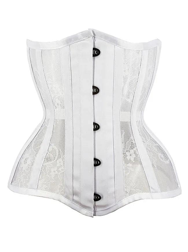 Women Sexy 14 Steel Boned See-through Mesh Lace Up Underbust Corset
