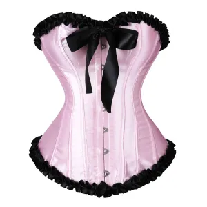 Women Sexy Corsets Lace Up Bustiers Vintage Overbust Tops Brocade Satin Corselet