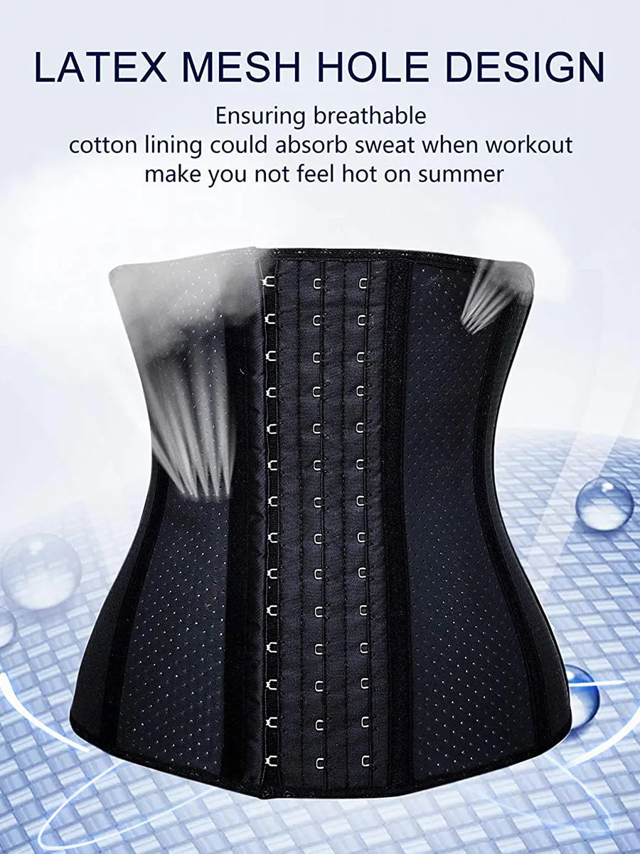 YIANNA Women Breathable Latex Waist Trainer 9 Steel Bones 3 Row Hooks
