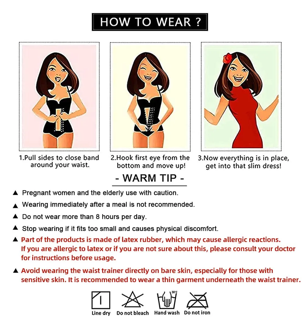 YIANNA Women Breathable Latex Waist Trainer 9 Steel Bones 3 Row Hooks